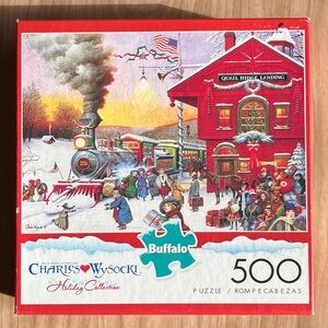 🧩Complete🧩 Charles Wysocki “Whistle Stop Christmas” 500 piece puzzle